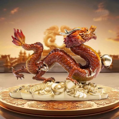 Qianlongjinbao pure copper dragon ornaments