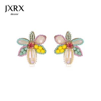 Colorful crystal flower earrings