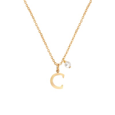 English alphabet small pearl necklace